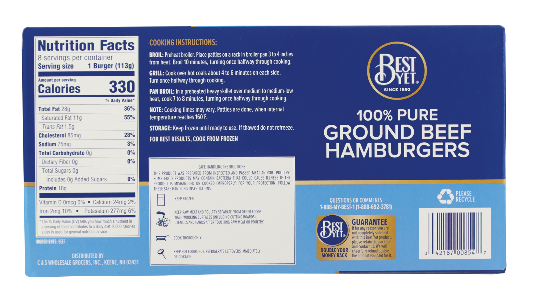 Ground Beef Burger 2Lb Best Yet Brand