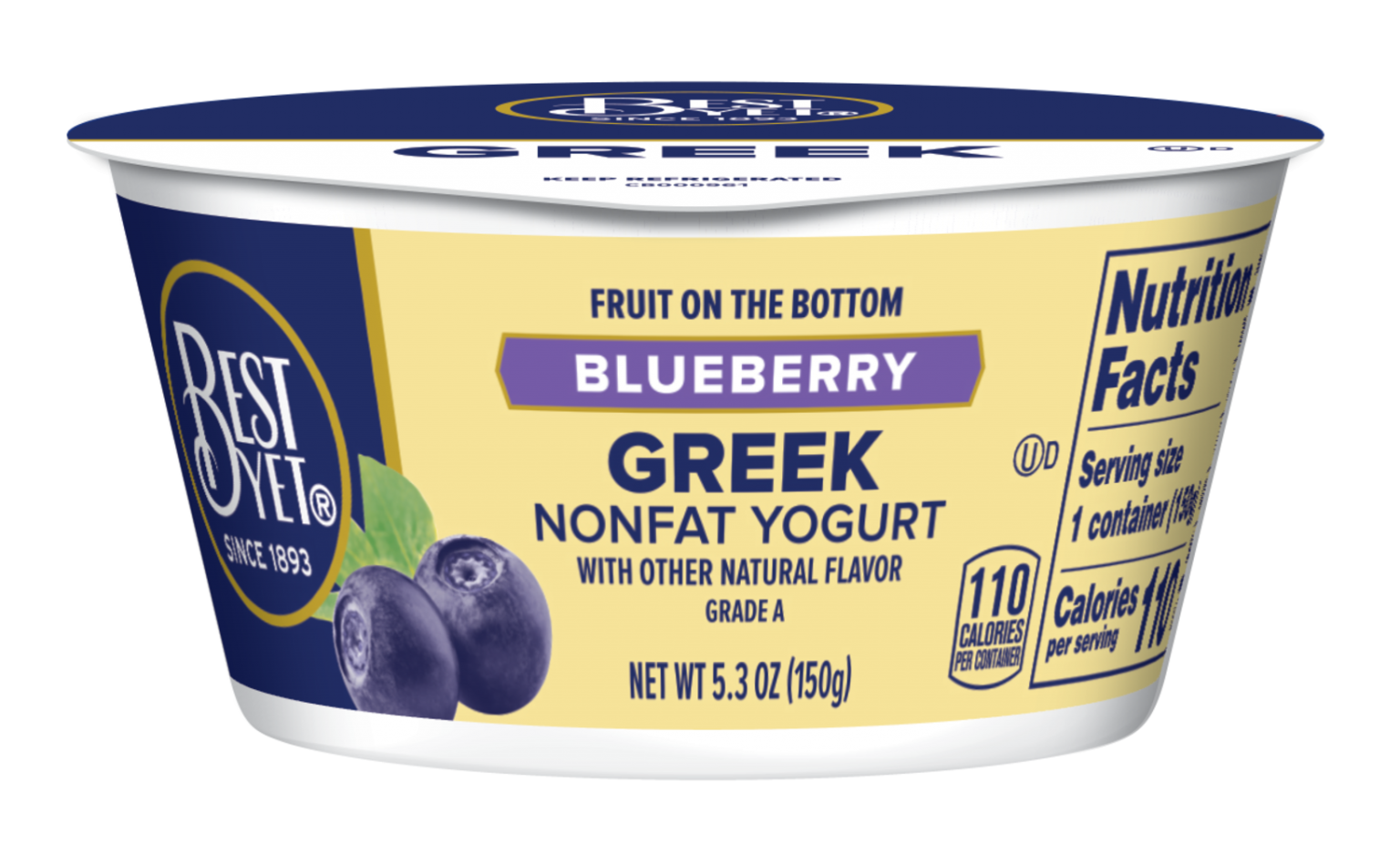 Greek Non Fat Yogurt Plain 5.3OZ Best Yet Brand