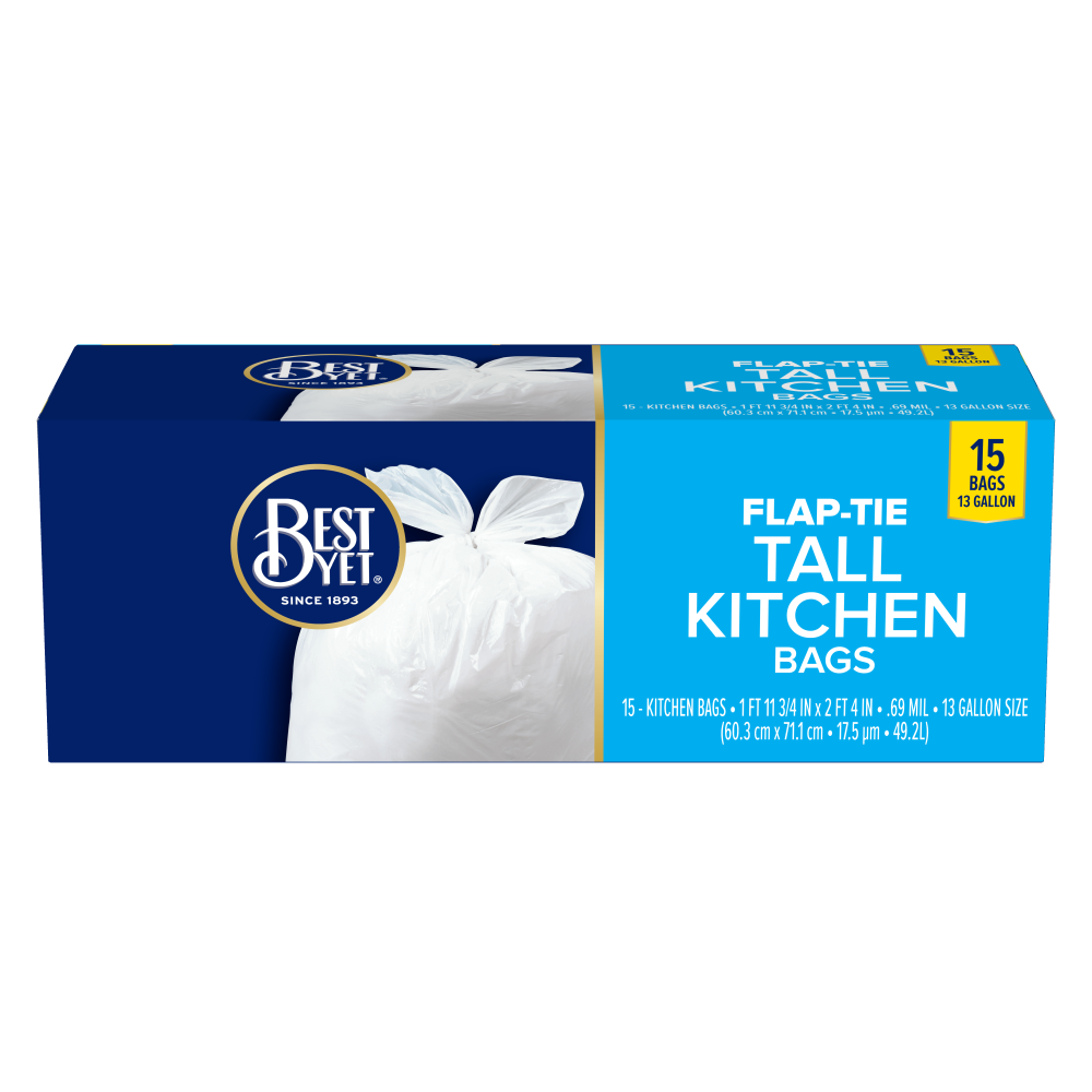 Tall Kitchen Flip Top Trash Bag 13 Gallon - Best Yet Brand