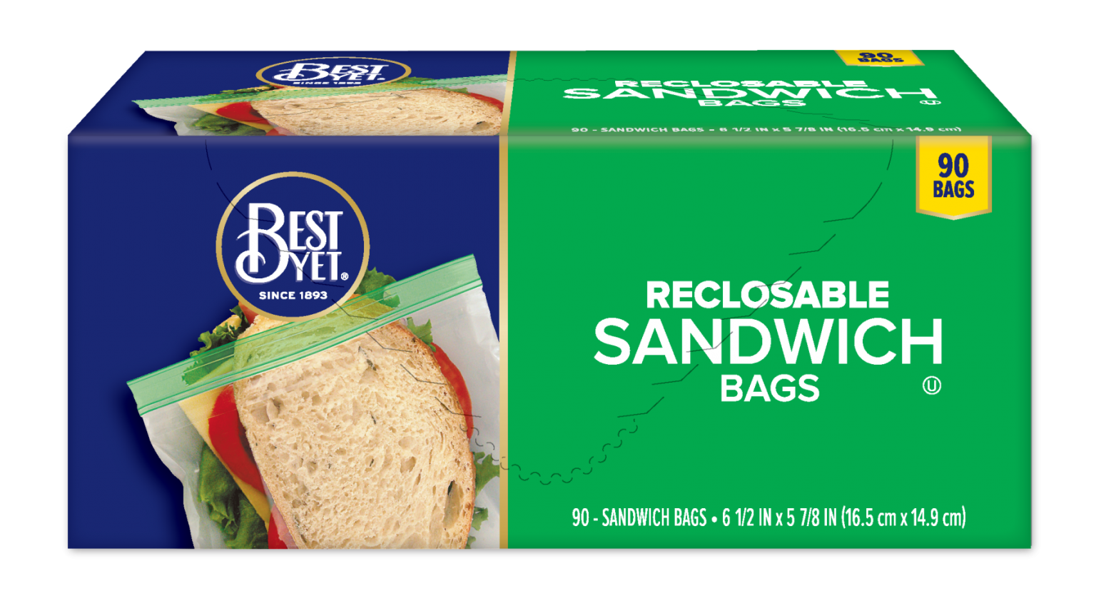 Fold & Close Sandwich Bags Best Yet Brand